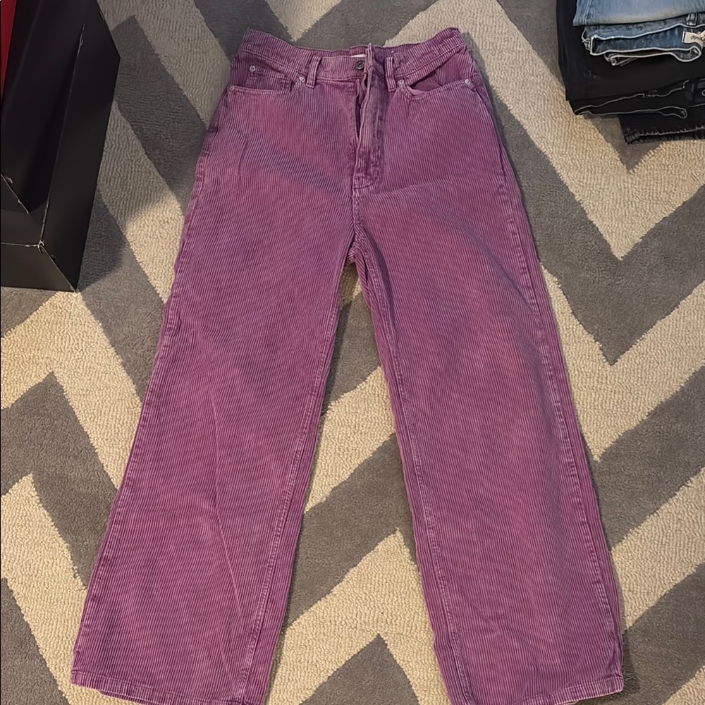 BDG Urban Outfitters Purple Straight Leg High Waisted Corduroy Pants Sz 6 28